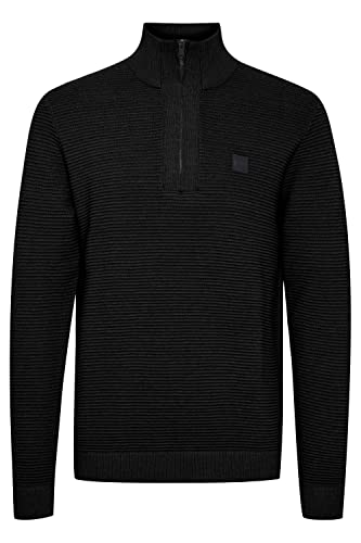 !Solid SDValencia Herren Strickpullover Troyer Feinstrick Pullover mit Stehkragen und Reißverschluss, Größe:M, Farbe:Black (194007) von !Solid
