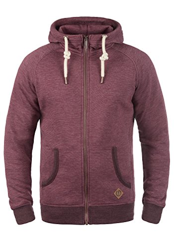 Solid SDVitu Herren Sweatjacke Kapuzenjacke Zip-Hoodie mit Kapuze Kordelzug Kängurutasche Reißverschluss Baumwollmischung Regular fit, Größe:XXL, Farbe:Wine Red Melange (8985) von !Solid