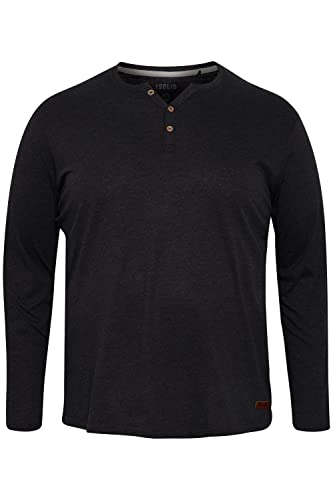 !Solid SDVolko BT Herren Big & Tall Longsleeve Langarmshirt Shirt mit Grandad Ausschnitt, Größe:3XL, Farbe:Black (799000) von !Solid