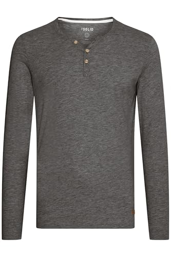 !Solid SDVolko Herren Longsleeve Langarmshirt Shirt mit Grandad-Ausschnitt Baumwollmischung Regular fit, Größe:3XL, Farbe:Grey Melange (8236) von !Solid