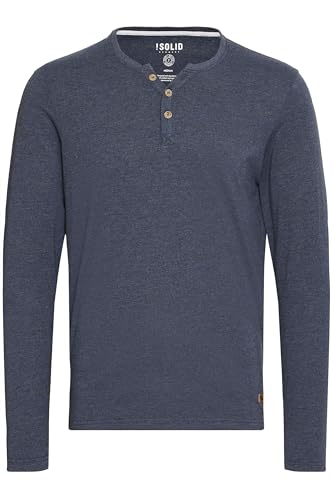 !Solid SDVolko Herren Longsleeve Langarmshirt Shirt mit Grandad-Ausschnitt Baumwollmischung Regular fit, Größe:S, Farbe:INS BLU M (P8991) von !Solid