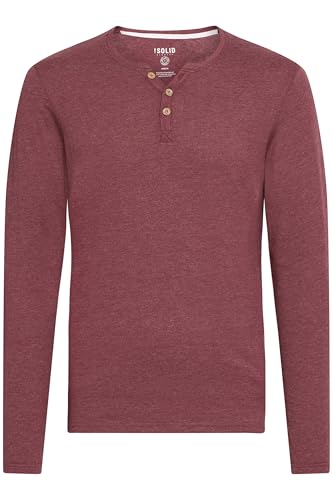 !Solid SDVolko Herren Longsleeve Langarmshirt Shirt mit Grandad-Ausschnitt Baumwollmischung Regular fit, Größe:XL, Farbe:Wine Red Melange (8985) von !Solid