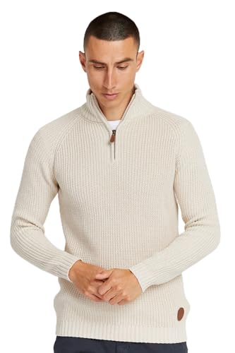 !Solid SDXenox Herren Strickpullover Troyer Grobstrick Pullover mit Stehkragen 100% Baumwolle Regular fit, Größe:3XL, Farbe:Oatmeal Melange (1304011) von !Solid