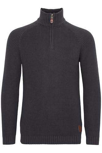 !Solid SDXenox Herren Strickpullover Troyer Grobstrick Pullover mit Stehkragen 100% Baumwolle Regular fit, Größe:L, Farbe:Med Grey M (8254) von !Solid