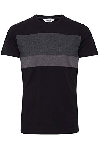 Solid Sascha Herren T-Shirt Kurzarm Shirt Mit Streifen Und Rundhalsausschnitt, Größe:L, Farbe:Black (9000) von Solid