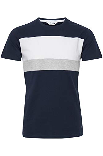 Solid Sascha Herren T-Shirt Kurzarm Shirt Mit Streifen Und Rundhalsausschnitt, Größe:XL, Farbe:Insignia Blue (1991) von Solid