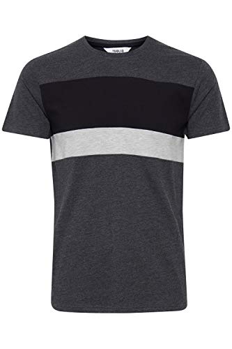Solid Sascha Herren T-Shirt Kurzarm Shirt Mit Streifen Und Rundhalsausschnitt, Größe:XXL, Farbe:Dark Grey Melange (8288) von Solid