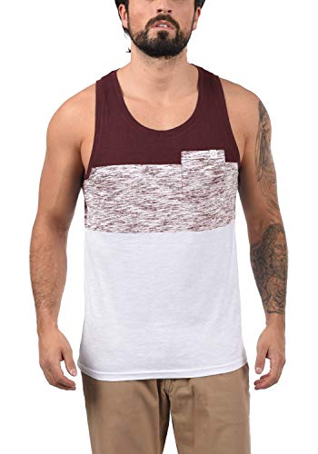 Solid Sion Herren Tank Top mit Streifen und Rundhalsausschnitt aus 100% Baumwolle, Größe:L, Farbe:Wine Red (0985) von Solid