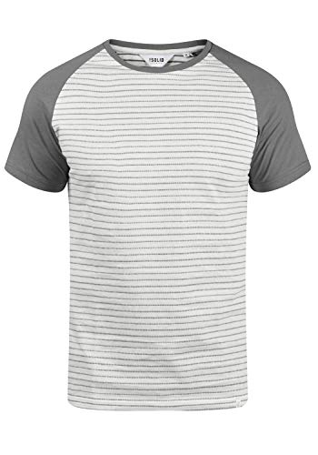 Solid Sten Herren T-Shirt Kurzarm Shirt mit Streifen und Rundhalsausschnitt aus 100% Baumwolle, Größe:L, Farbe:Mid Grey (2842) von Solid
