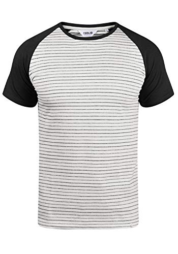 Solid Sten Herren T-Shirt Kurzarm Shirt mit Streifen und Rundhalsausschnitt aus 100% Baumwolle, Größe:M, Farbe:Black (9000) von Solid