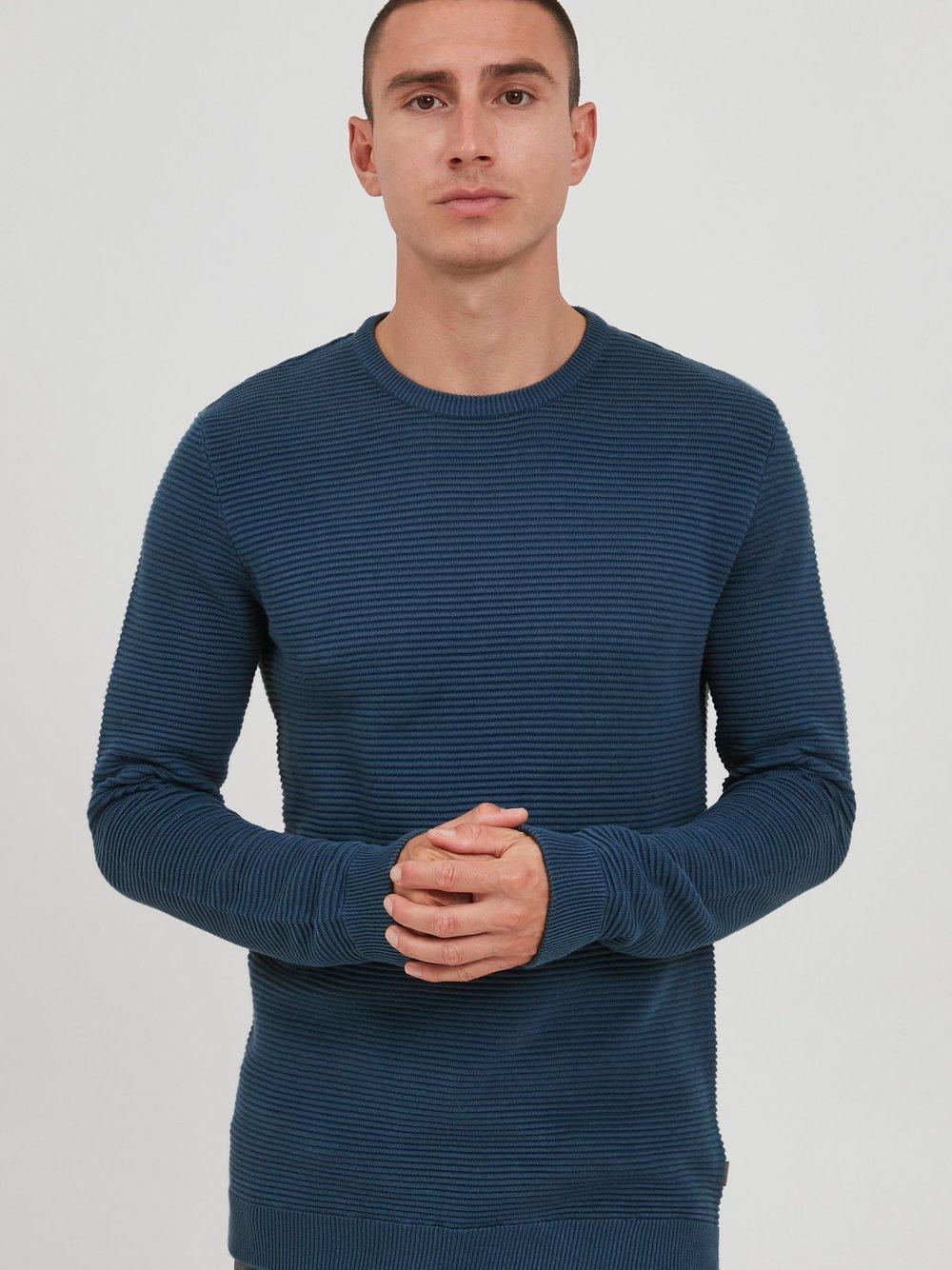 Solid Strickpullover Herren Baumwolle Rundhals, blau von !Solid