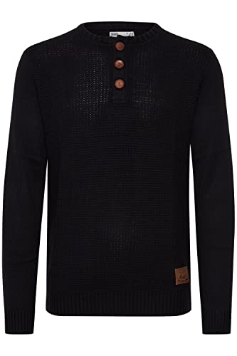 !Solid SDTerrance Herren Strickpullover Feinstrick Pullover mit Grandad Ausschnitt Baumwollmischung Regular fit, Größe:L, Farbe:Black (9000) von !Solid