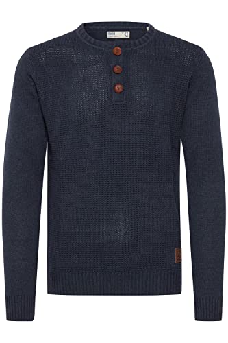 !Solid SDTerrance Herren Strickpullover Feinstrick Pullover mit Grandad Ausschnitt Baumwollmischung Regular fit, Größe:XL, Farbe:Insignia Blue Melange (8991) von !Solid
