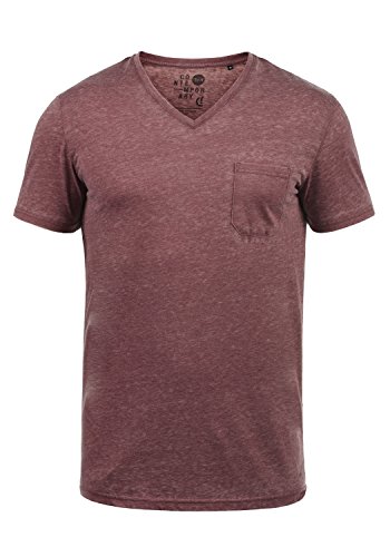 Solid Theon Herren T-Shirt Kurzarm Shirt Mit V-Ausschnitt, Größe:L, Farbe:Wine Red (0985) von Solid