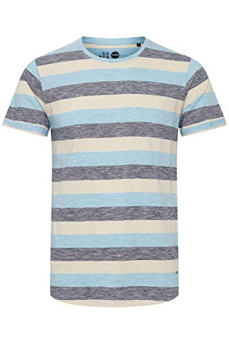 Solid Thicco Herren T-Shirt Kurzarm Shirt Mit Streifen Und Rundhalsausschnitt 100% Baumwolle, Größe:M, Farbe:Azure Blue (2203) von Solid