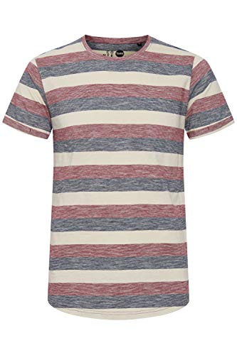 Solid Thicco Herren T-Shirt Kurzarm Shirt Mit Streifen Und Rundhalsausschnitt 100% Baumwolle, Größe:XXL, Farbe:Wine Red (0985) von Solid