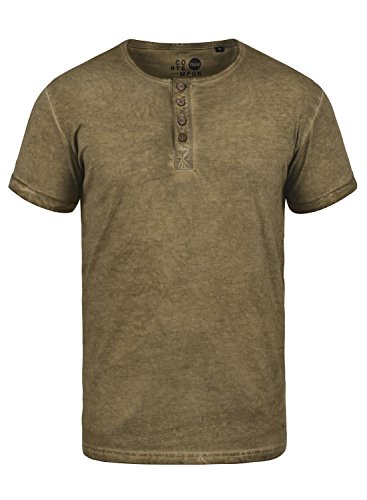 Solid Tihn Herren T-Shirt Kurzarm Shirt Mit Grandad-Ausschnitt Aus 100% Baumwolle, Größe:S, Farbe:Ermine (5944) von Solid