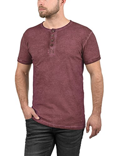 Solid Tihn Herren T-Shirt Kurzarm Shirt Mit Grandad-Ausschnitt Aus 100% Baumwolle, Größe:S, Farbe:Wine Red (0985) von Solid