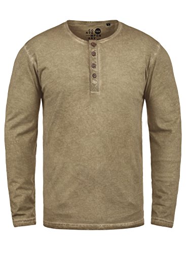 Solid Timur Herren Longsleeve Langarmshirt Shirt Mit Grandad-Ausschnitt Und Brusttasche Aus 100% Baumwolle, Größe:L, Farbe:Dune (5409) von Solid