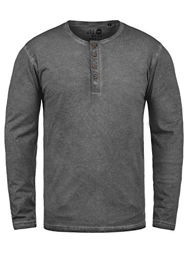 !Solid SDTimur Herren Longsleeve Langarmshirt Shirt mit Grandad-Ausschnitt 100% Baumwolle Regular fit, Größe:S, Farbe:Dark Grey (2890) von !Solid
