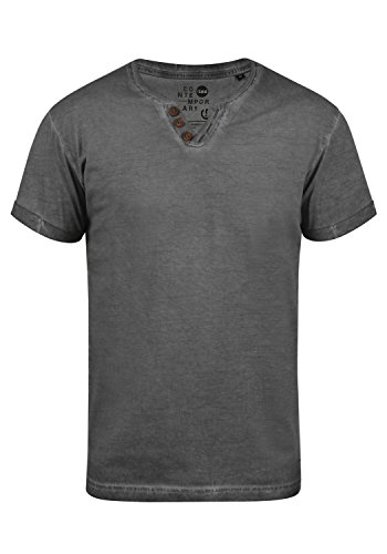 Solid Tino Herren T-Shirt Kurzarm Shirt Mit V-Ausschnitt Aus 100% Baumwolle, Größe:L, Farbe:Black (9000) von Solid