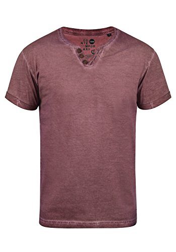 Solid Tino Herren T-Shirt Kurzarm Shirt Mit V-Ausschnitt Aus 100% Baumwolle, Größe:L, Farbe:Wine Red (0985) von Solid