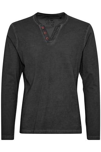 Solid Tinox Herren Longsleeve Langarmshirt Shirt Mit Mit V-Ausschnitt Aus 100% Baumwolle, Größe:L, Farbe:Black (9000) von Solid