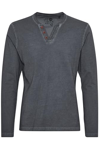 Solid Tinox Herren Longsleeve Langarmshirt Shirt Mit Mit V-Ausschnitt Aus 100% Baumwolle, Größe:L, Farbe:Dark Grey (2890) von Solid