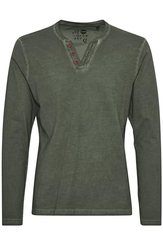 Solid Tinox Herren Longsleeve Langarmshirt Shirt Mit Mit V-Ausschnitt Aus 100% Baumwolle, Größe:M, Farbe:Climb Ivy (3785) von Solid