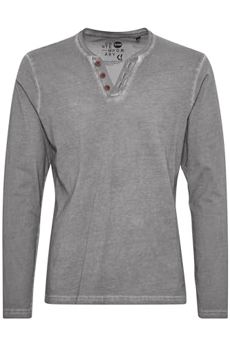 Solid Tinox Herren Longsleeve Langarmshirt Shirt mit V-Ausschnitt, Größe:L, Farbe:Mid Grey (2842) von Solid