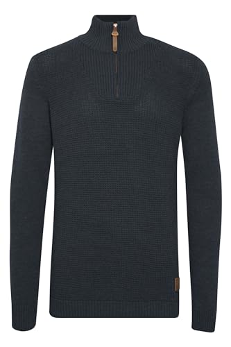 Solid Tommy Herren Strickpullover Troyer Feinstrick Pullover Mit Stehkragen und Reißverschluss, Größe:3XL, Farbe:Insignia Blue Melange (8991) von Solid