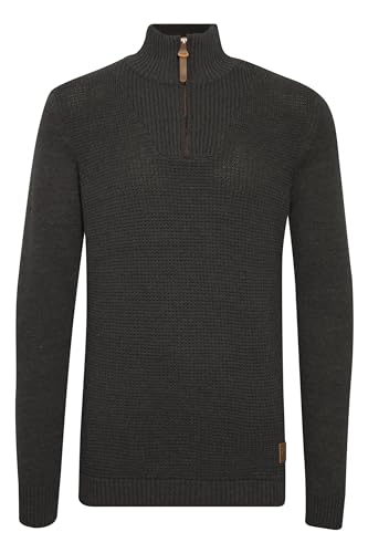 !Solid SDTommy Herren Strickpullover Troyer Feinstrick Pullover mit Troyerkragen Rippbündchen Baumwollmischung Regular fit, Größe:L, Farbe:Dark Grey Melange (8288) von !Solid