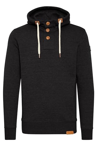 Solid TripStrip Herren Kapuzenpullover Hoodie Pullover Mit Kapuze Knopfleiste Und Fleece-Innenseite, Größe:L, Farbe:Black (9000) von Solid