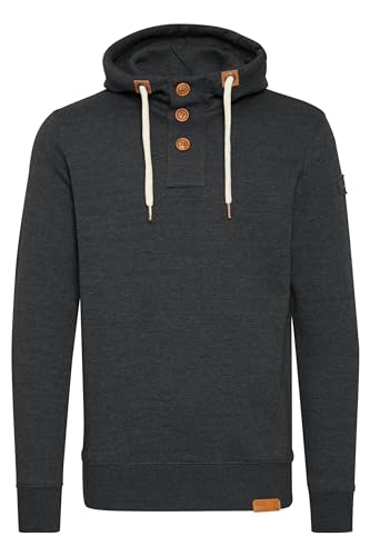 !Solid TripStrip Herren Kapuzenpullover Hoodie Pullover Mit Kapuze Knopfleiste Und Fleece-Innenseite, Größe:L, Farbe:Dark Grey Melange (8288) von !Solid