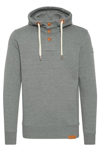 Solid TripStrip Herren Kapuzenpullover Hoodie Pullover Mit Kapuze Knopfleiste Und Fleece-Innenseite, Größe:L, Farbe:Grey Melange (8236) von Solid