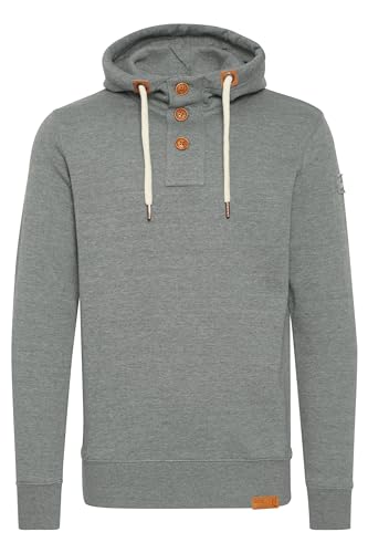 !Solid TripStrip Herren Kapuzenpullover Hoodie Pullover Mit Kapuze Knopfleiste Und Fleece-Innenseite, Größe:L, Farbe:Grey Melange (8236) von !Solid