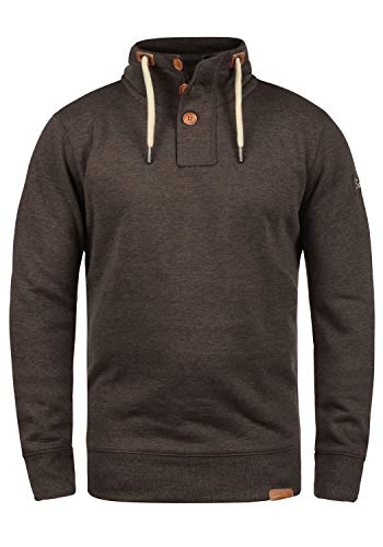 Solid TripTroyer Herren Sweatshirt Pullover Troyer Pulli Mit Stehkragen Und Knopfverschluss, Größe:S, Farbe:Coffee Bean Melange (8973) von Solid