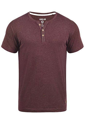 Solid Volker Herren T-Shirt Kurzarm Shirt Mit Grandad-Ausschnitt, Größe:L, Farbe:Wine Red Melange (8985) von Solid