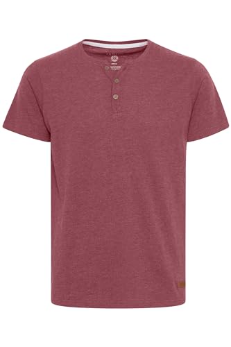 Solid Volker Herren T-Shirt Kurzarm Shirt Mit Grandad-Ausschnitt, Größe:M, Farbe:Wine Red Melange (8985) von Solid