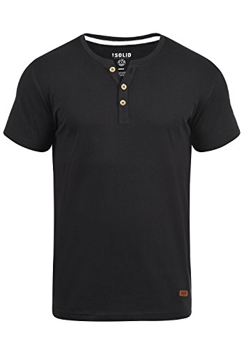 Solid Volker Herren T-Shirt Kurzarm Shirt Mit Grandad-Ausschnitt, Größe:XXL, Farbe:Black (9000) von Solid