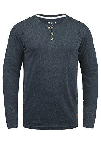 Solid Volko Herren Longsleeve Langarmshirt Shirt Mit Grandad-Ausschnitt, Größe:L, Farbe:INS BLU M (P8991) von Solid