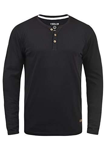 Solid Volko Herren Longsleeve Langarmshirt Shirt Mit Grandad-Ausschnitt, Größe:M, Farbe:Black (9000) von Solid