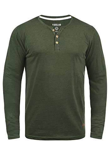 Solid Volko Herren Longsleeve Langarmshirt Shirt Mit Grandad-Ausschnitt, Größe:M, Farbe:Climb Ivy Melange (8785) von Solid