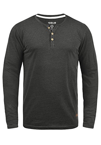 Solid Volko Herren Longsleeve Langarmshirt Shirt Mit Grandad-Ausschnitt, Größe:M, Farbe:Dark Grey Melange (8288) von Solid