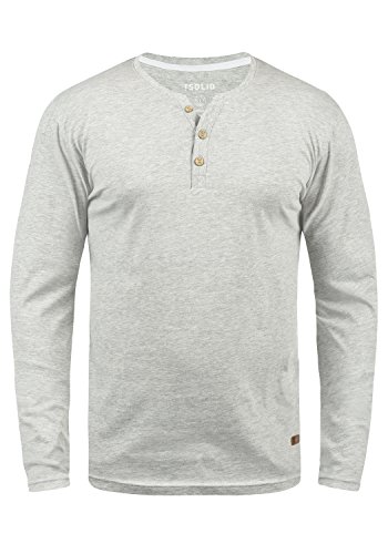 Solid Volko Herren Longsleeve Langarmshirt Shirt Mit Grandad-Ausschnitt, Größe:XL, Farbe:Light Grey Melange (8242) von Solid