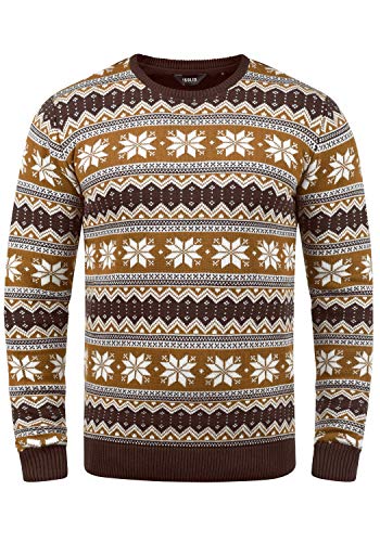 Solid Winno Herren Weihnachtspullover Norweger-Pullover Winter Strickpullover Grobstrick Pullover mit Rundhalsausschnitt, Größe:XXL, Farbe:Coffee Bean (5973) von Solid