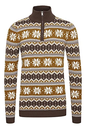 !Solid Winoldo Herren Strickpullover Troyer Grobstrick Pullover mit Troyer-Kragen aus 100% Baumwolle, Größe:L, Farbe:Coffee Bean (190915) von !Solid