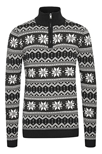 !Solid Winoldo Herren Strickpullover Troyer Grobstrick Pullover mit Troyer-Kragen aus 100% Baumwolle, Größe:XL, Farbe:Black (194007) von !Solid