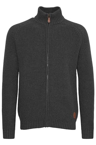 Solid Xenos Herren Strickjacke Cardigan Grobstrick Pullover mit Stehkragen, Größe:M, Farbe:Med Grey M (8254) von Solid