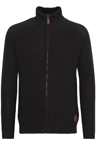 Solid Xenos Herren Strickjacke Cardigan Grobstrick Winter Pullover mit Stehkragen, Größe:L, Farbe:Black (9000) von Solid